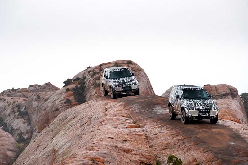 Land Rover Defender Traversing Rocky Plateaus