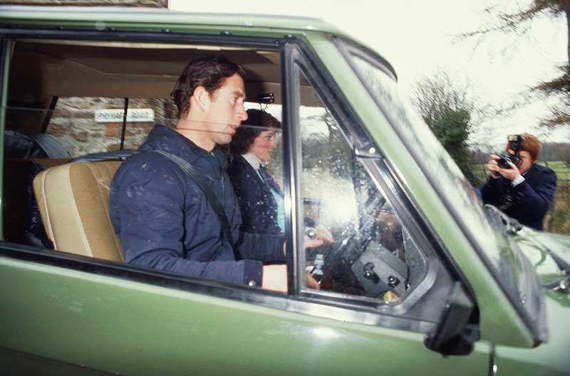Prince Charles driving green Land Rover