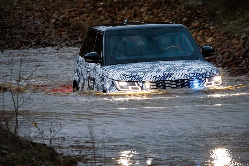 Range Rover Sentinel fording a river