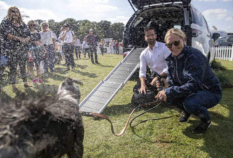 dog and owners testing out Pet Pack accessories for Land Rover